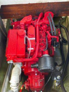 Close up of Beta Marine diesel engine on the Swan Song being repaired by Hickman Engineering