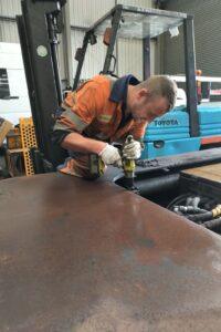 Hickman Engineering working on the hull of the ABP Progress