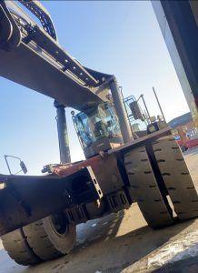 Close up of a Reachstacker in for repair with Hickman Engineering