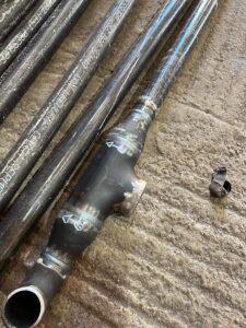 Close up of high pressure welding for pipework