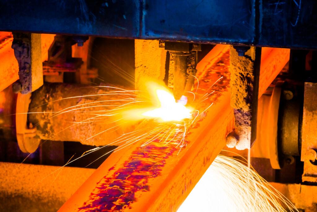thermal lancing inside of steel factory