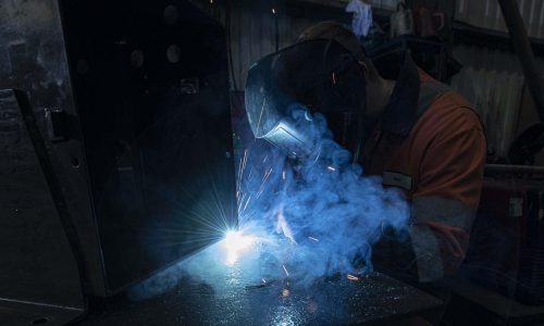 Welder working on a marine engineering project