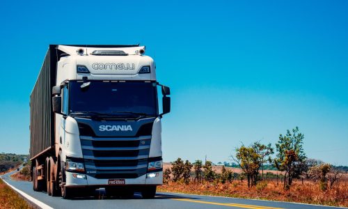 HGV driving down a sunny road